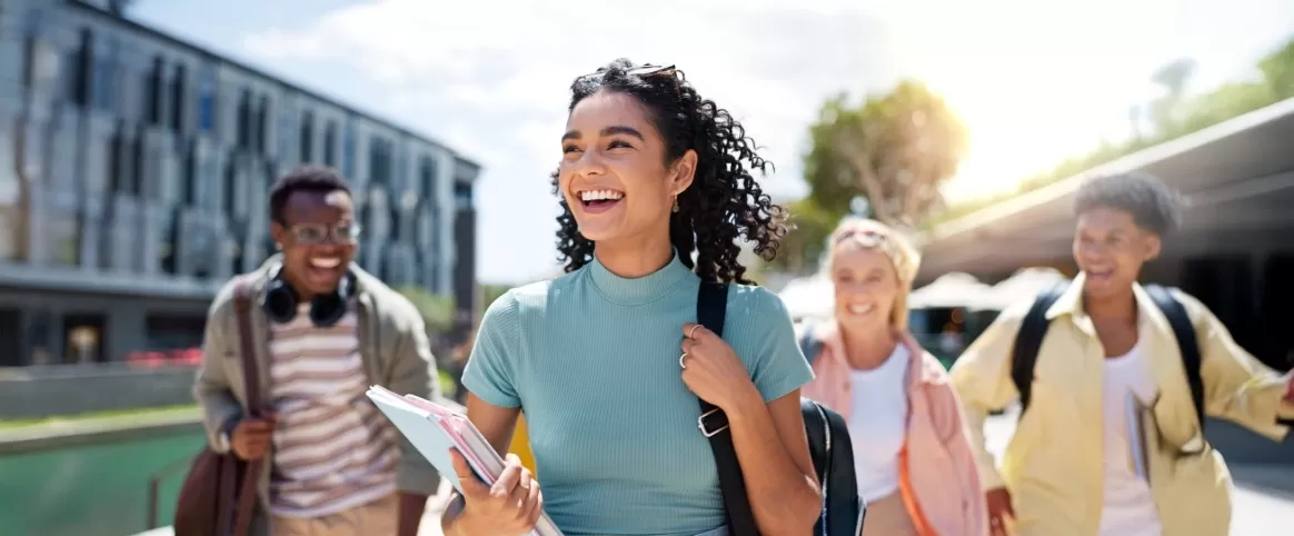 Happy college students